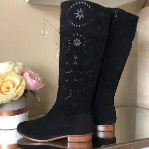 Jack Rogers | Shoes | Jack Rogers Tara Black Suede Tall  JACK ROGERS TARA BLACK SUEDE TALL BOOTS main image 0